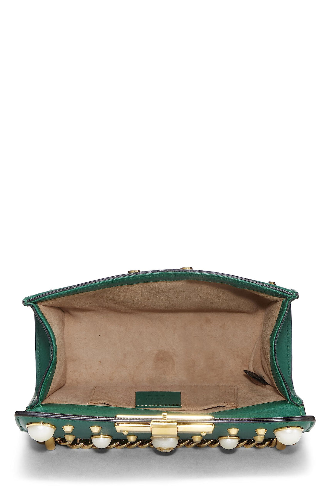 Gucci, Green Leather Studded Padlock Shoulder Bag Small, Green