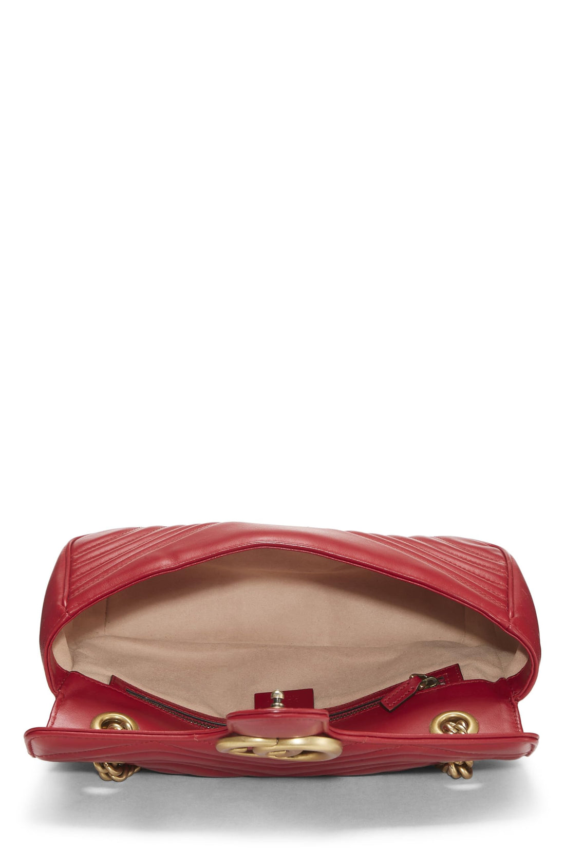 Gucci, Red Leather GG Marmont Shoulder Bag Small, Red