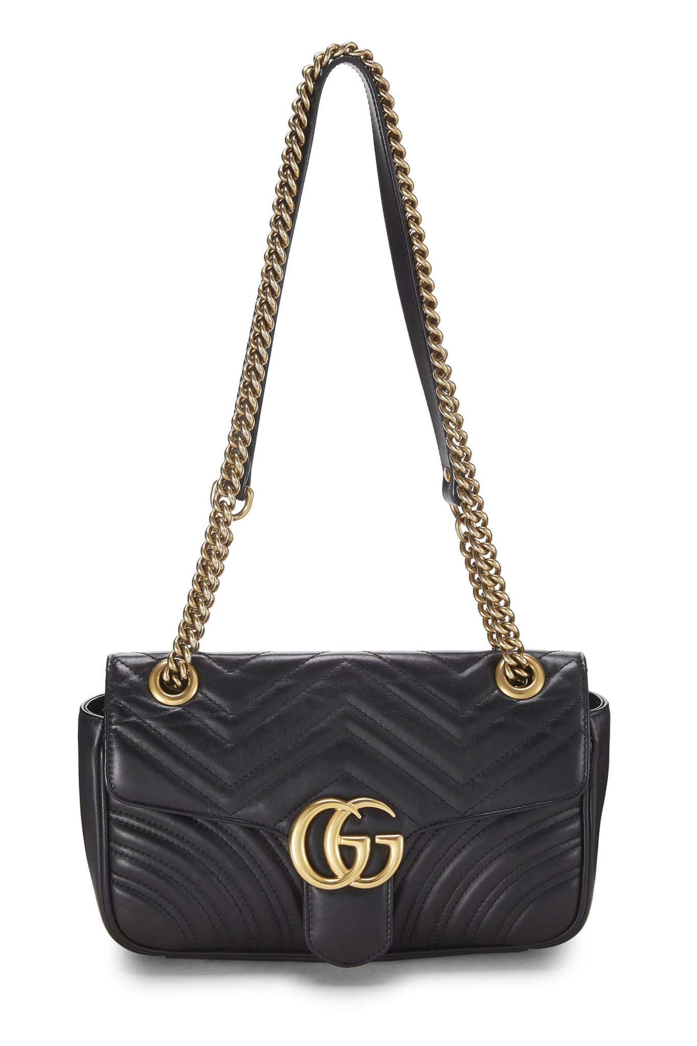 Gucci, Black Leather GG Marmont Shoulder Bag Small, Black
