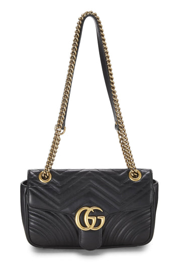 Gucci, Black Leather GG Marmont Shoulder Bag Small, Black