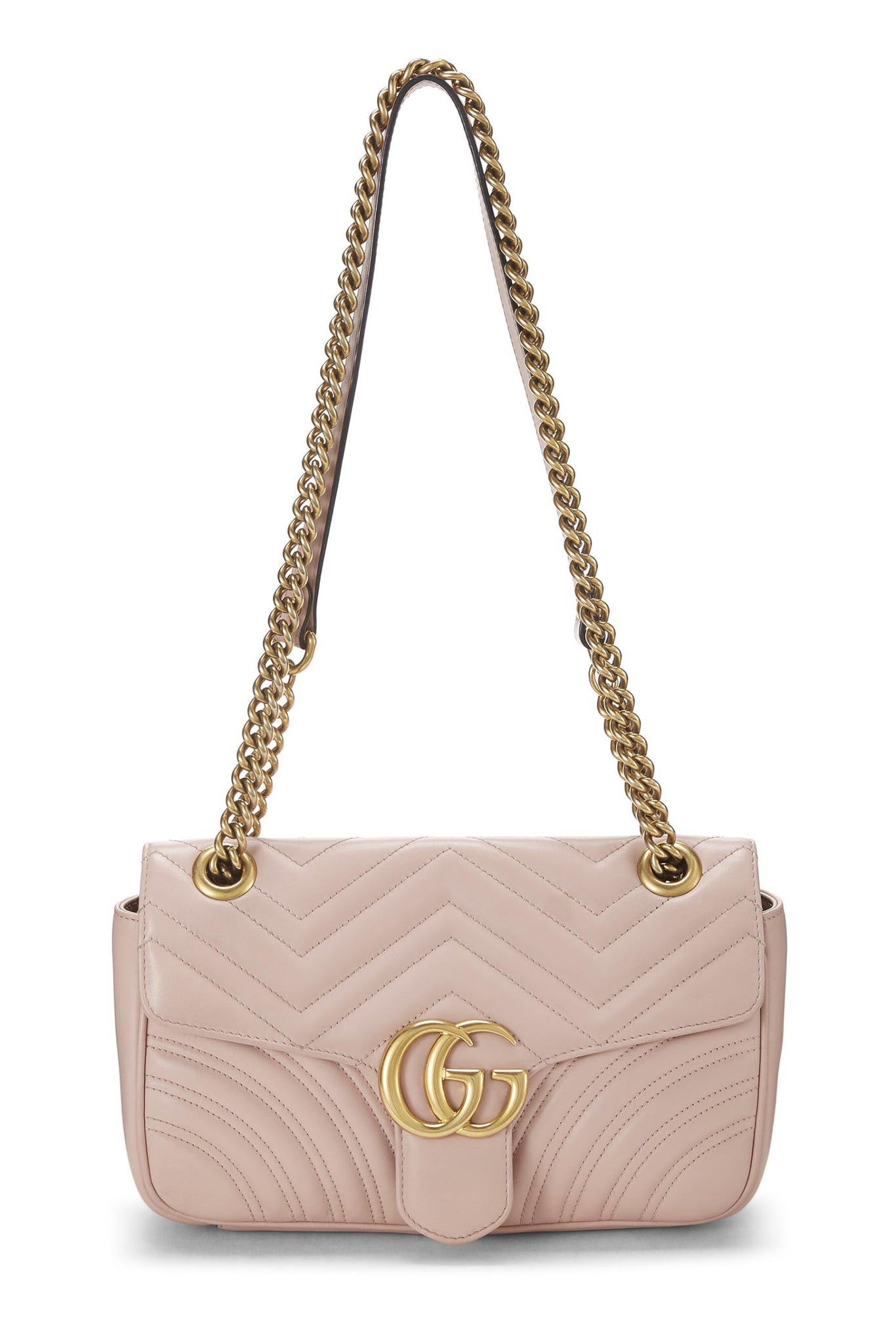 Gucci, Pink Leather GG Marmont Shoulder Bag Small, Pink