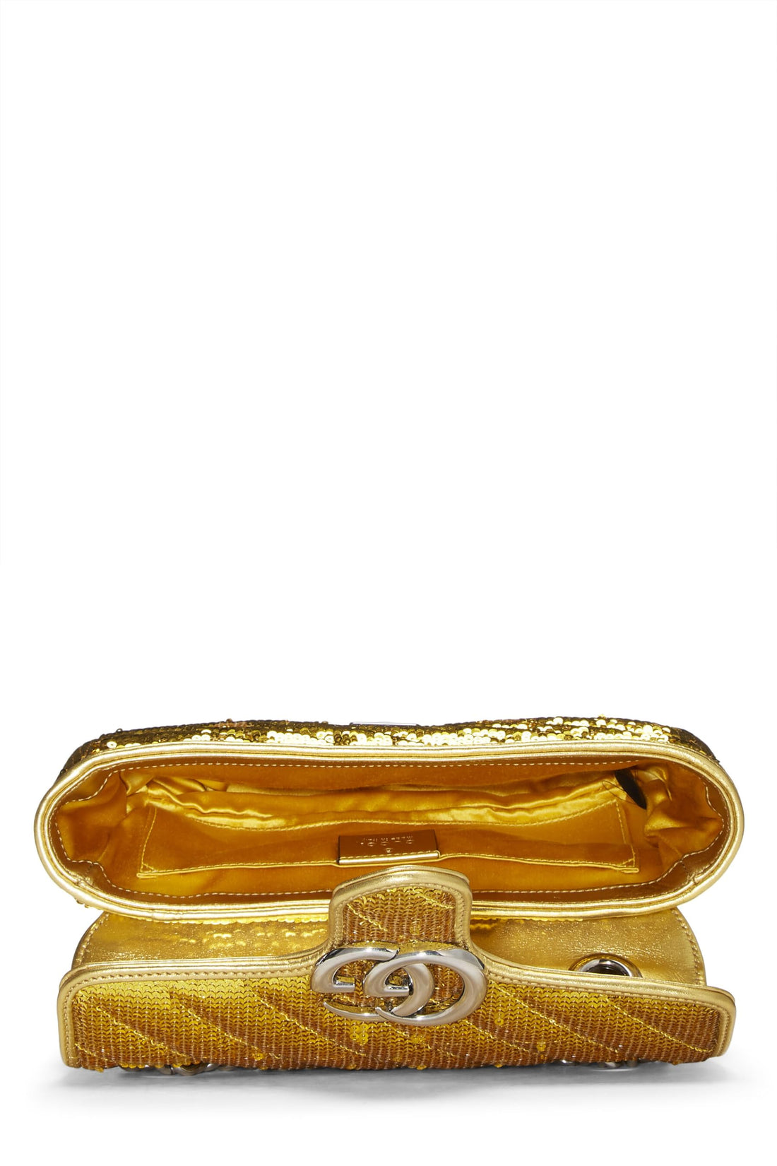 Gucci, Gold Sequin GG Marmont Shoulder Bag, Yellow