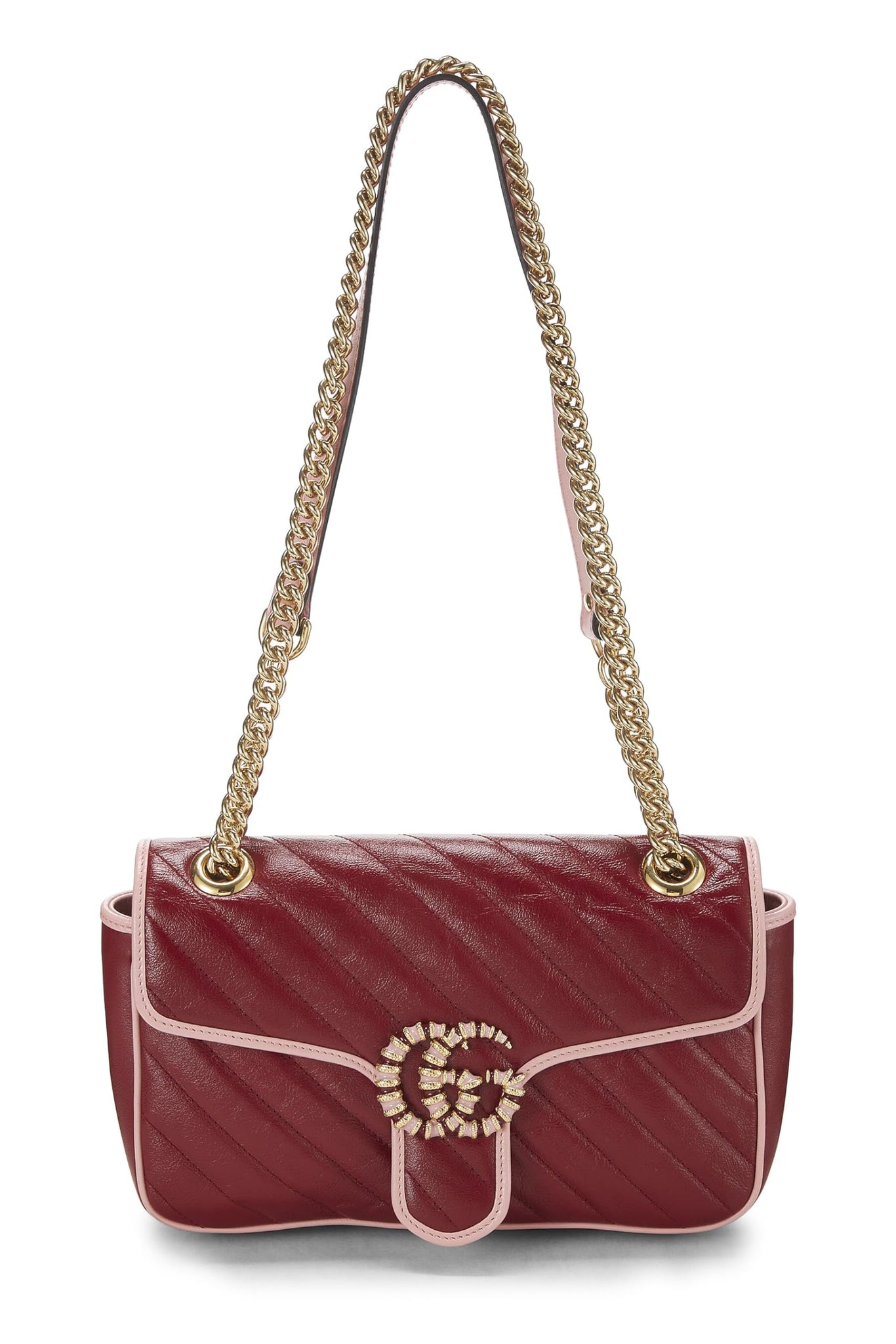 Gucci, Red Leather Torchon GG Marmont Shoulder Bag Small, Red