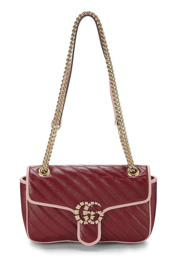 Gucci, Red Leather Torchon GG Marmont Shoulder Bag Small, Red