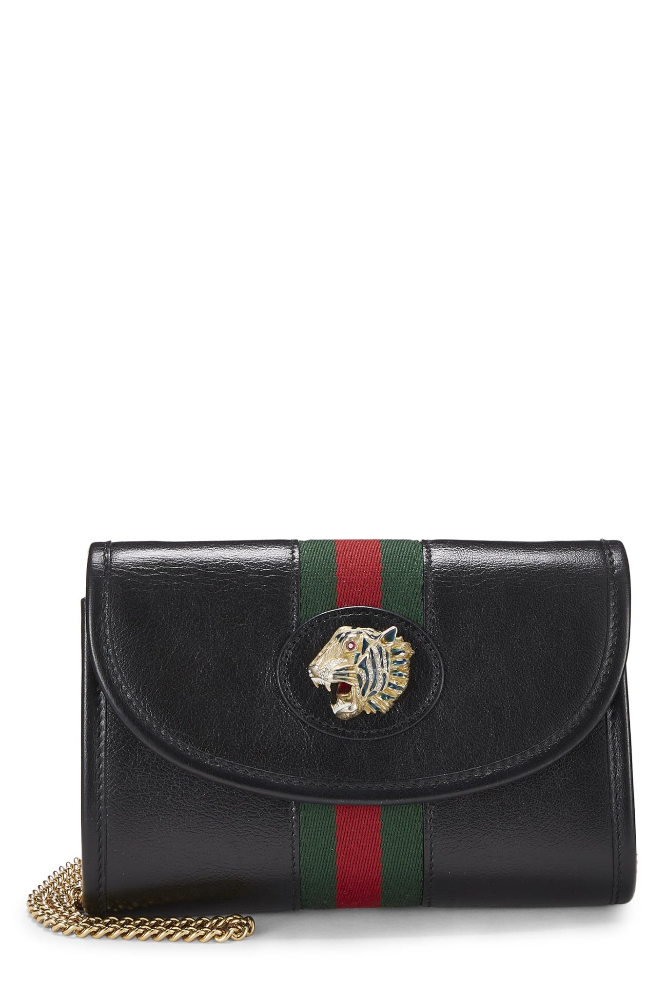 Gucci, Black Leather Web Rajah Shoulder Bag Mini, Black