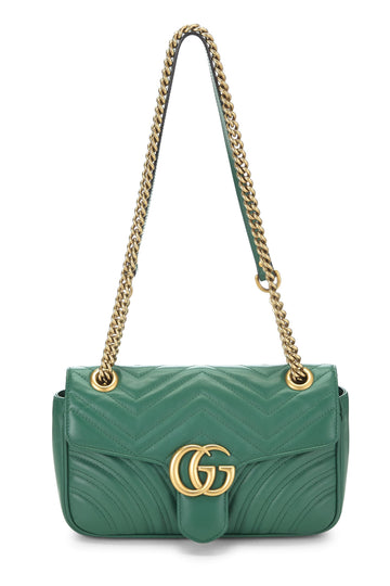 Gucci, Green Leather GG Marmont Shoulder Bag Small, Green