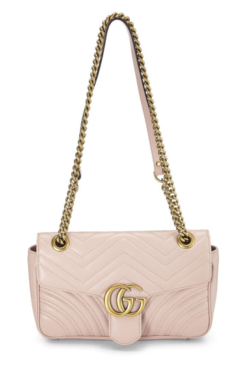 Gucci, Pink Leather GG Marmont Shoulder Bag Small, Pink