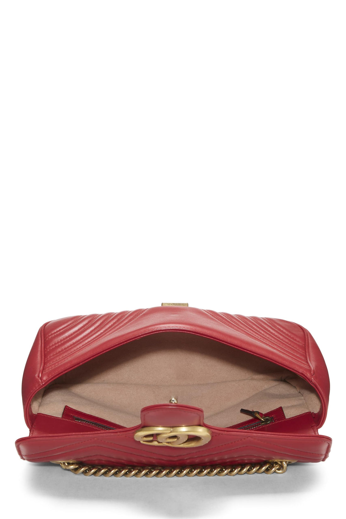 Gucci, Red Leather GG Marmont Shoulder Bag Small, Red