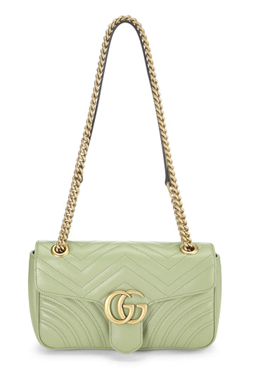 Gucci, Green Leather Torchon GG Marmont Shoulder Bag Small, Green