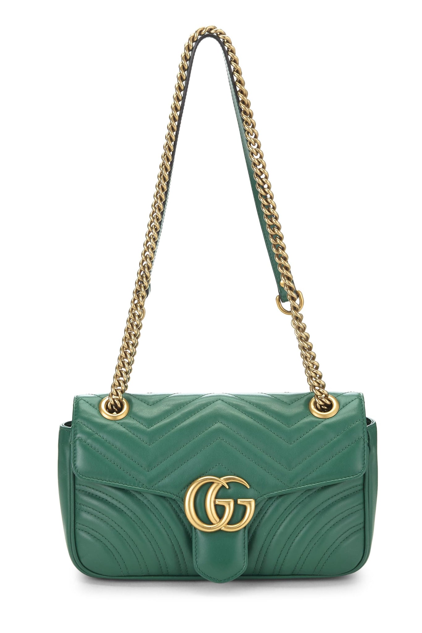 Gucci, Green Leather GG Marmont Shoulder Bag Small, Green
