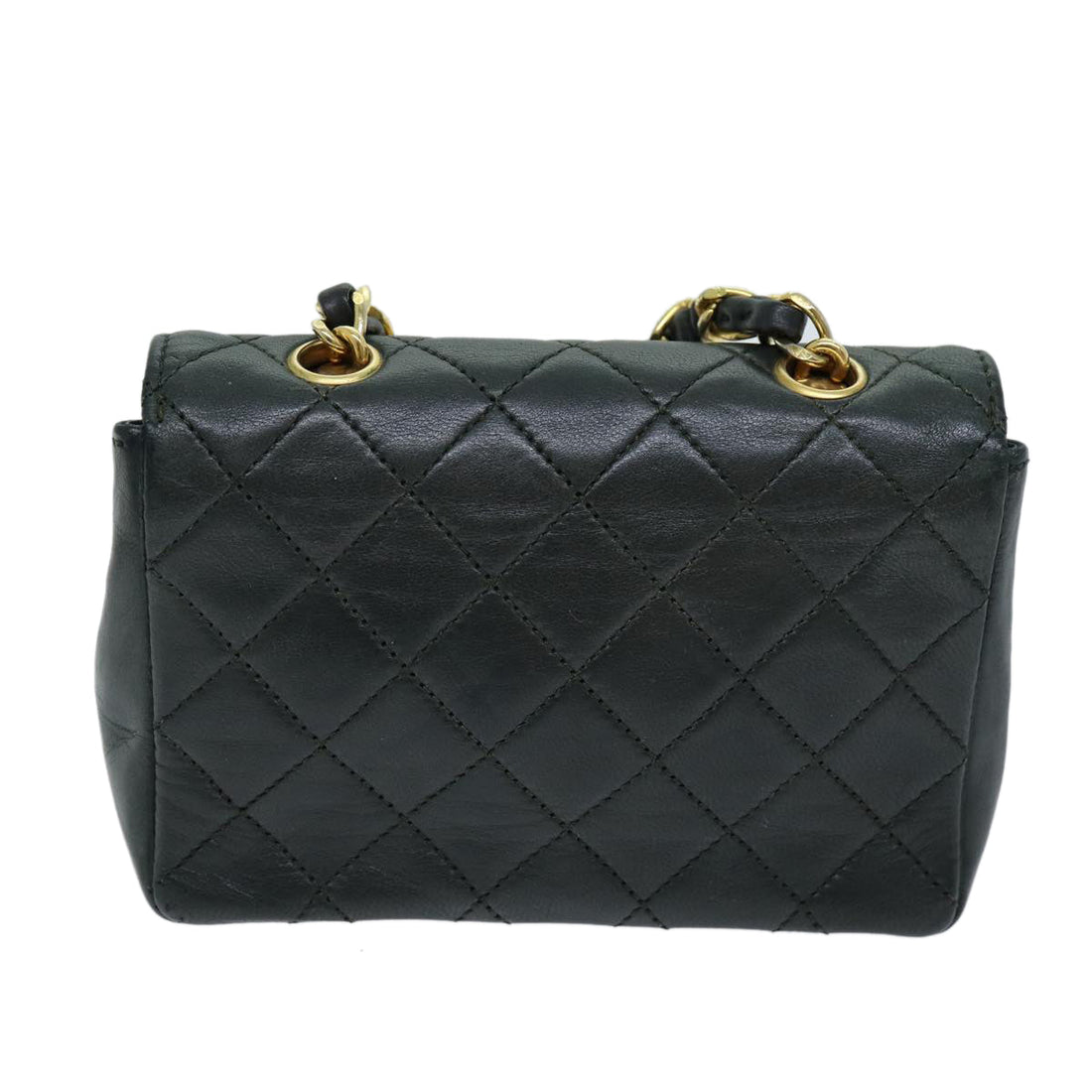 Top Quality Chanel Mini Matelasse Turn Lock Chain Bag Lamb Skin Black CC Auth 72435A