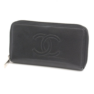 Chanel Caviar Skin Long Wallet Black