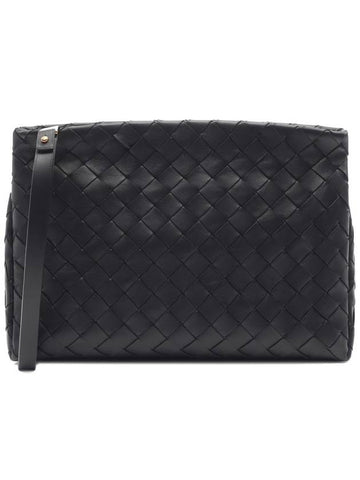 Bottega Veneta Intrecciato Leather Clutch Bag Black
