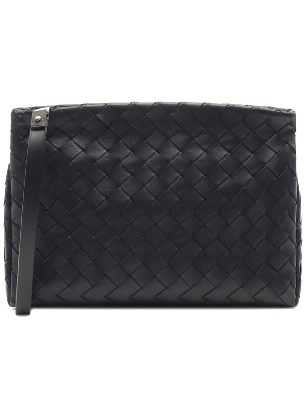 Bottega Veneta Intrecciato Leather Clutch Bag Black