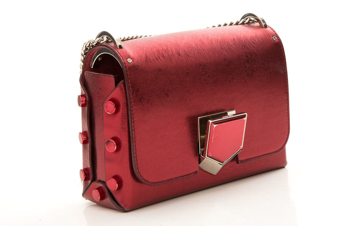 Jimmy Choo Red Lockett City Shoulder Bag