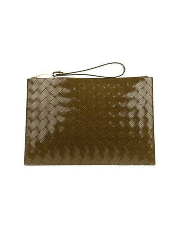 Bottega Veneta Intrecciato Clutch Bag Khaki