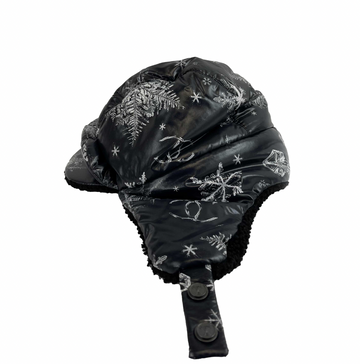 Top Quality Chanel New Gorgeous  Shearling / Nylon Trapper Hat Gray / White M