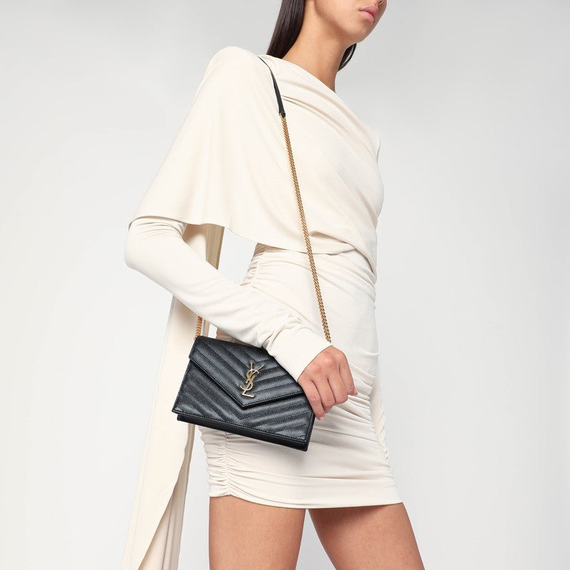 Saint Laurent Cassandre Black Envelope Chain Clutch Bag Women