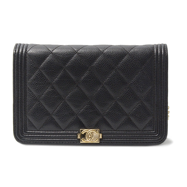 Chanel Caviar Skin Matelasse Boy Chain Wallet