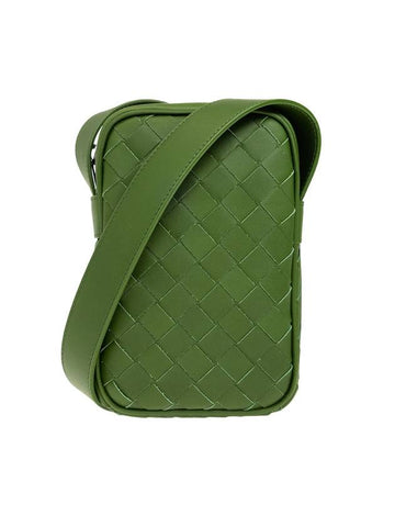 Bottega Veneta Intrecciato Zipper Leather Mini Cross Bag Avocado