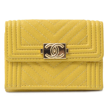 Chanel Boy Chanel Small Flap Wallet Chevron Caviar Skin A84432