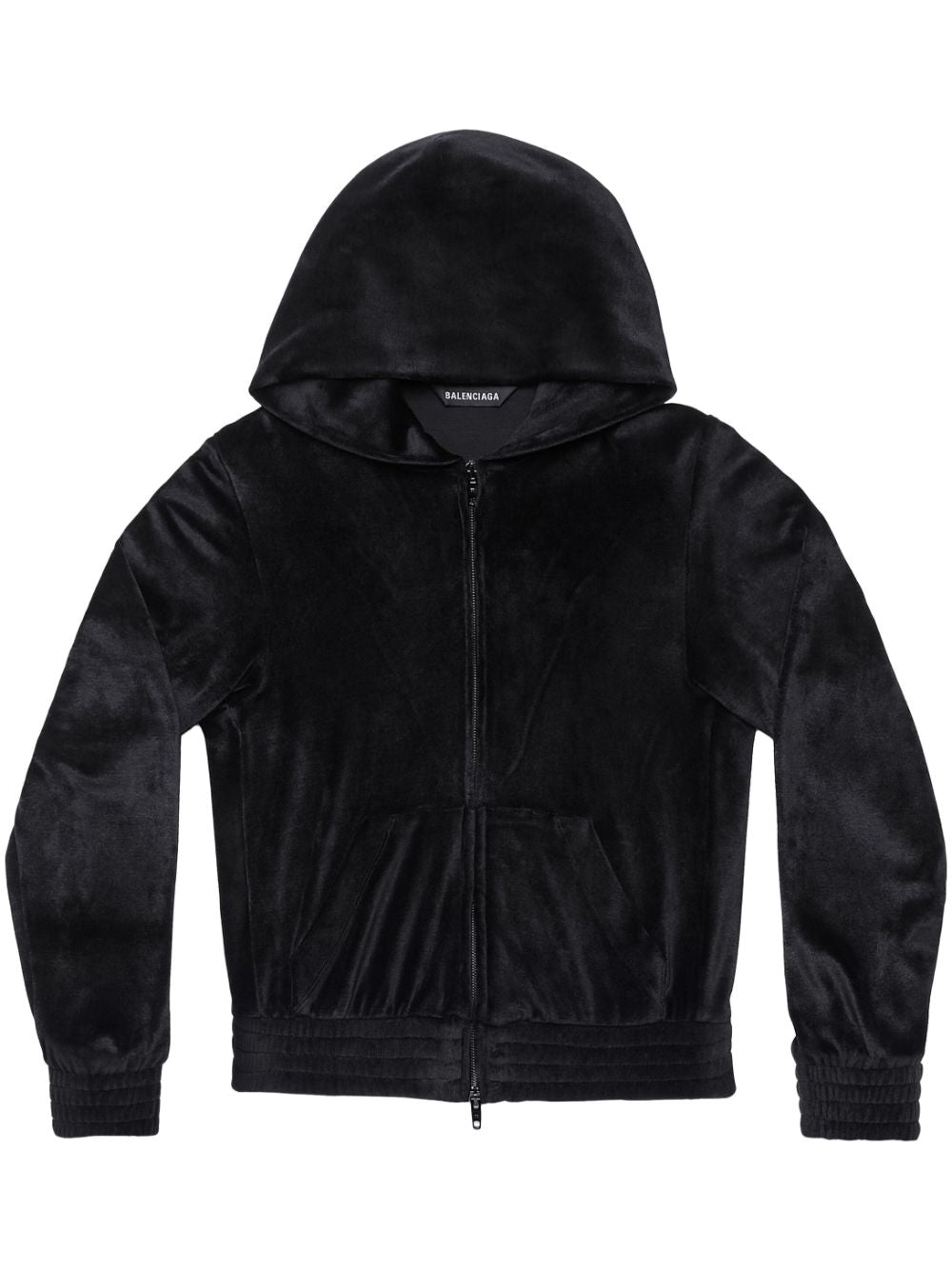 BALENCIAGA Velvet Zip-Up Hoodie with Crystal Embellishments