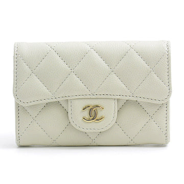 Chanel Caviar Skin Matelasse Classic Flap Card Case Light Grey