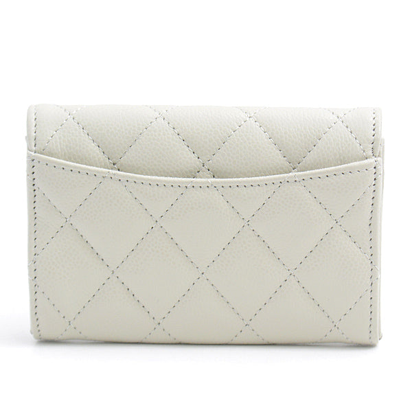 Chanel Caviar Skin Matelasse Classic Flap Card Case Light Grey
