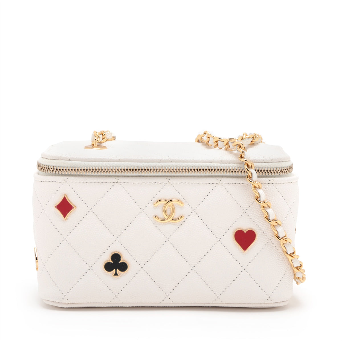 Chanel Matrasse Caviar S Chain Shoulder Bag Vanity White G