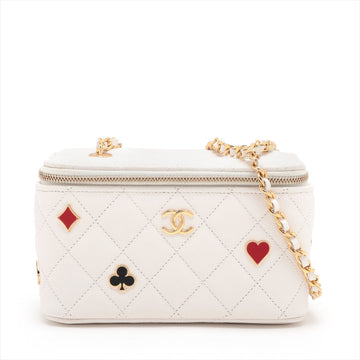 Chanel Matrasse Caviar S Chain Shoulder Bag Vanity White G