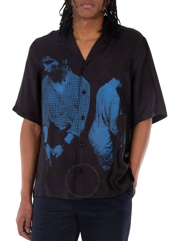 Burberry Burberry Mod-Print Silk Robias Shirt, Size XX-Large