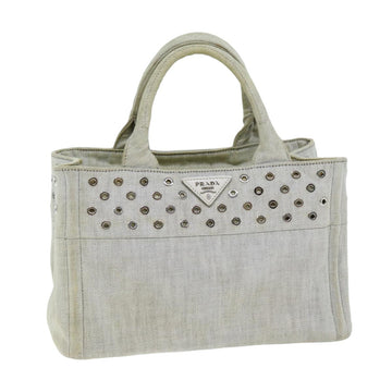 PRADA Canapa PM Hand Bag Canvas White 75821