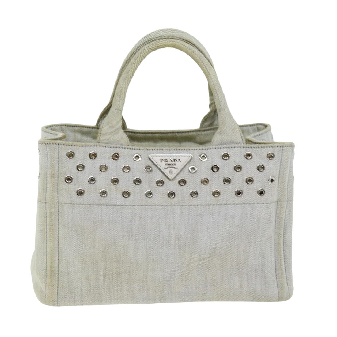 PRADA Canapa PM Hand Bag Canvas White 75821