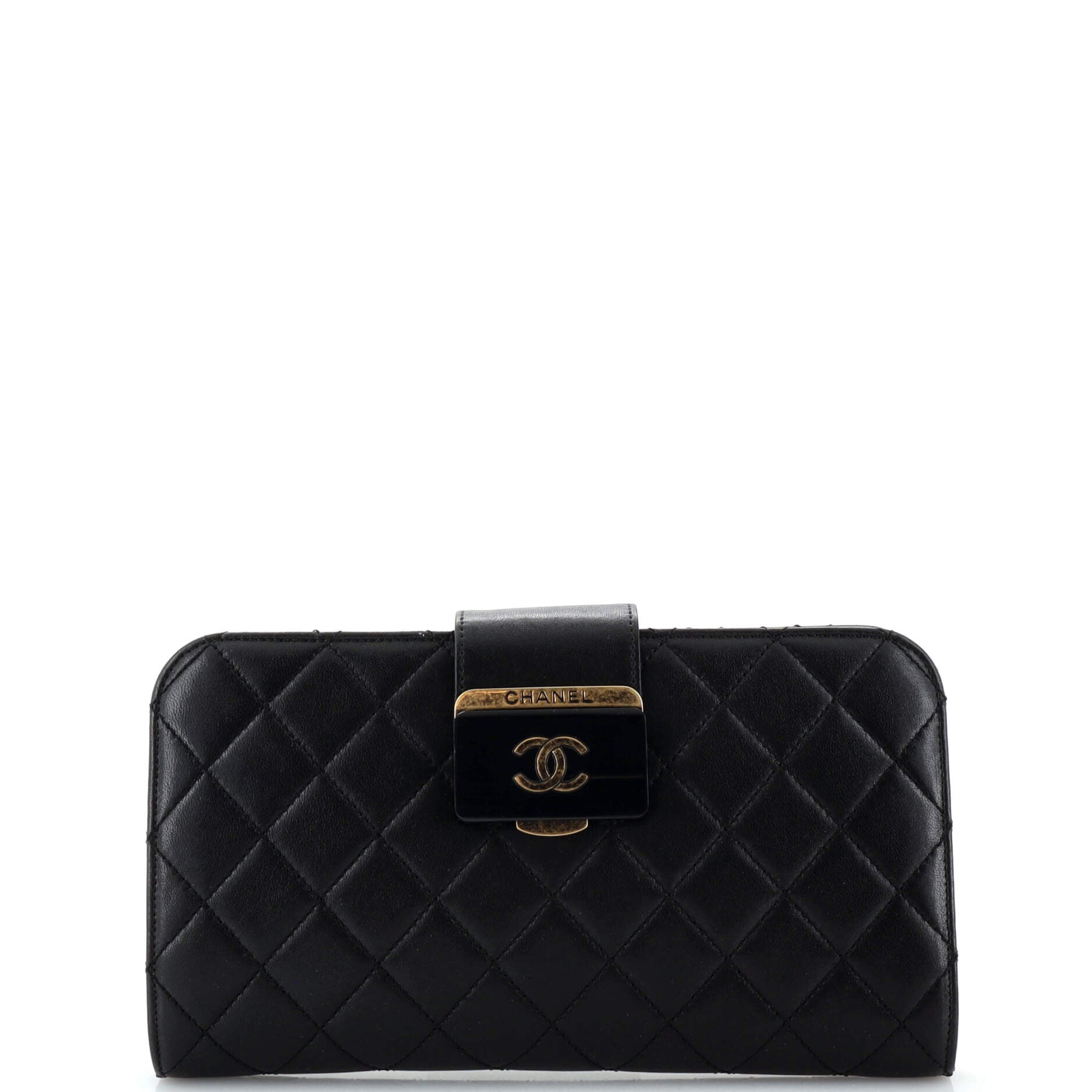 CHANEL Beauty Lock Clutch Quilted Sheepskin