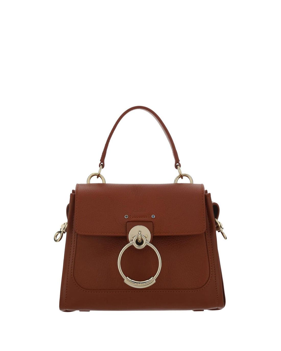Chloe  Woody Small Leather Shoulder Bag Brown