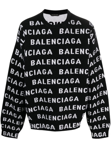 BALENCIAGA Allover Logo Crewneck Sweater - Men’s Size