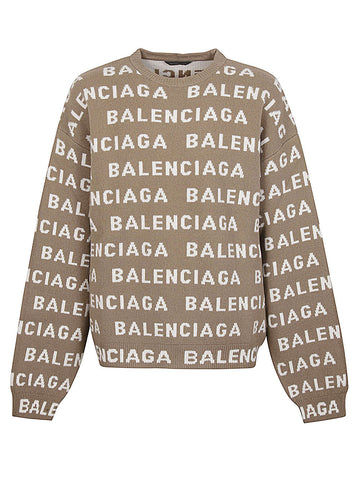 BALENCIAGA Allover Logo Crewneck Sweater
