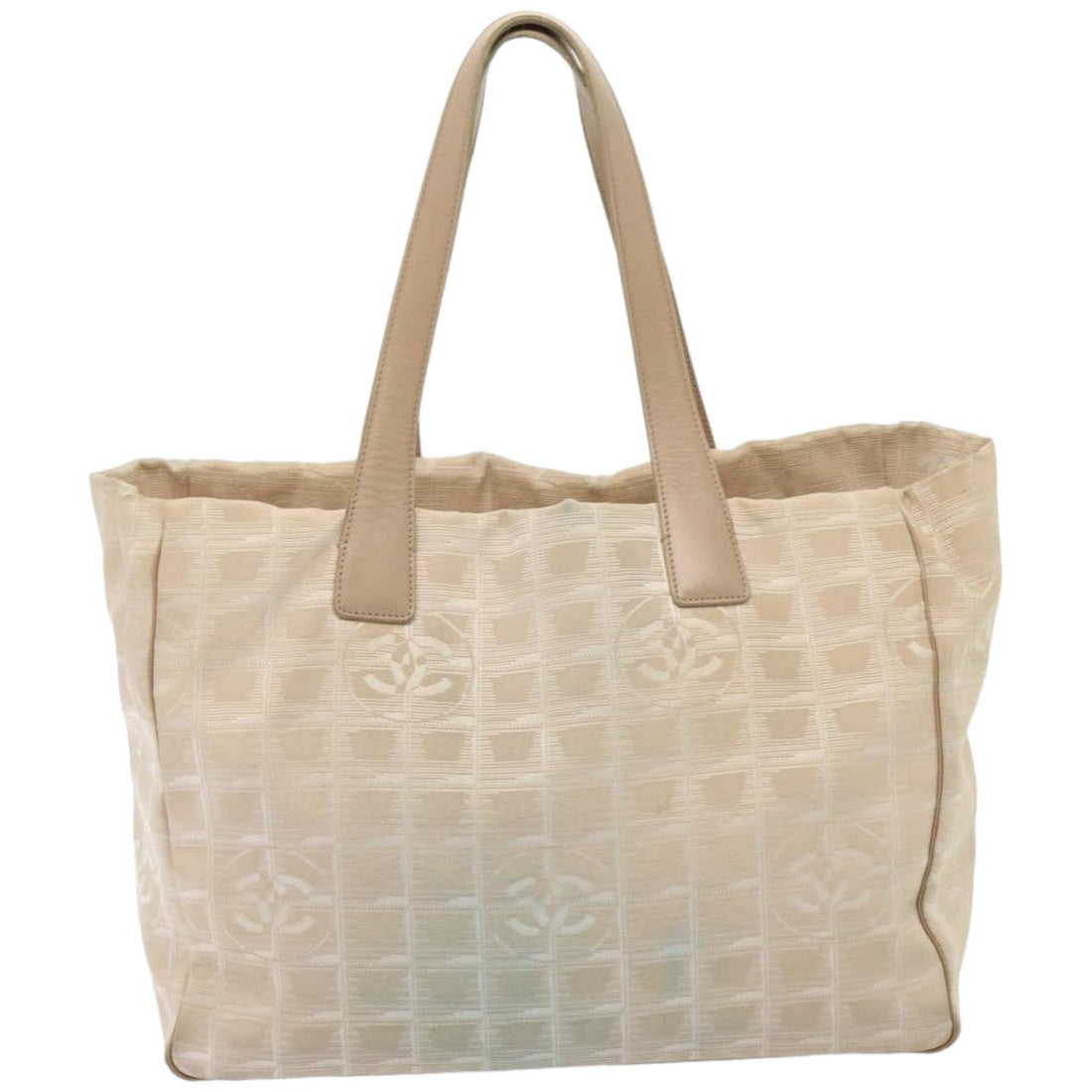 Top Quality Chanel New Travel Line Tote Bag Nylon Beige CC Auth 76174