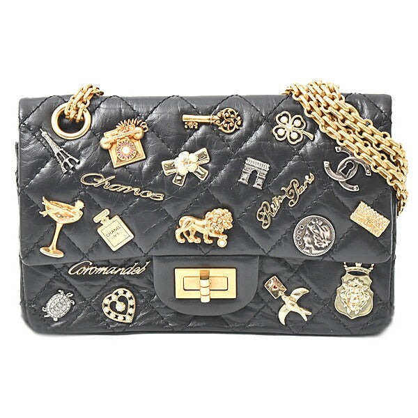 Chanel Leather Icon Charm Chain Shoulder Bag