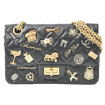 Chanel Leather Icon Charm Chain Shoulder Bag