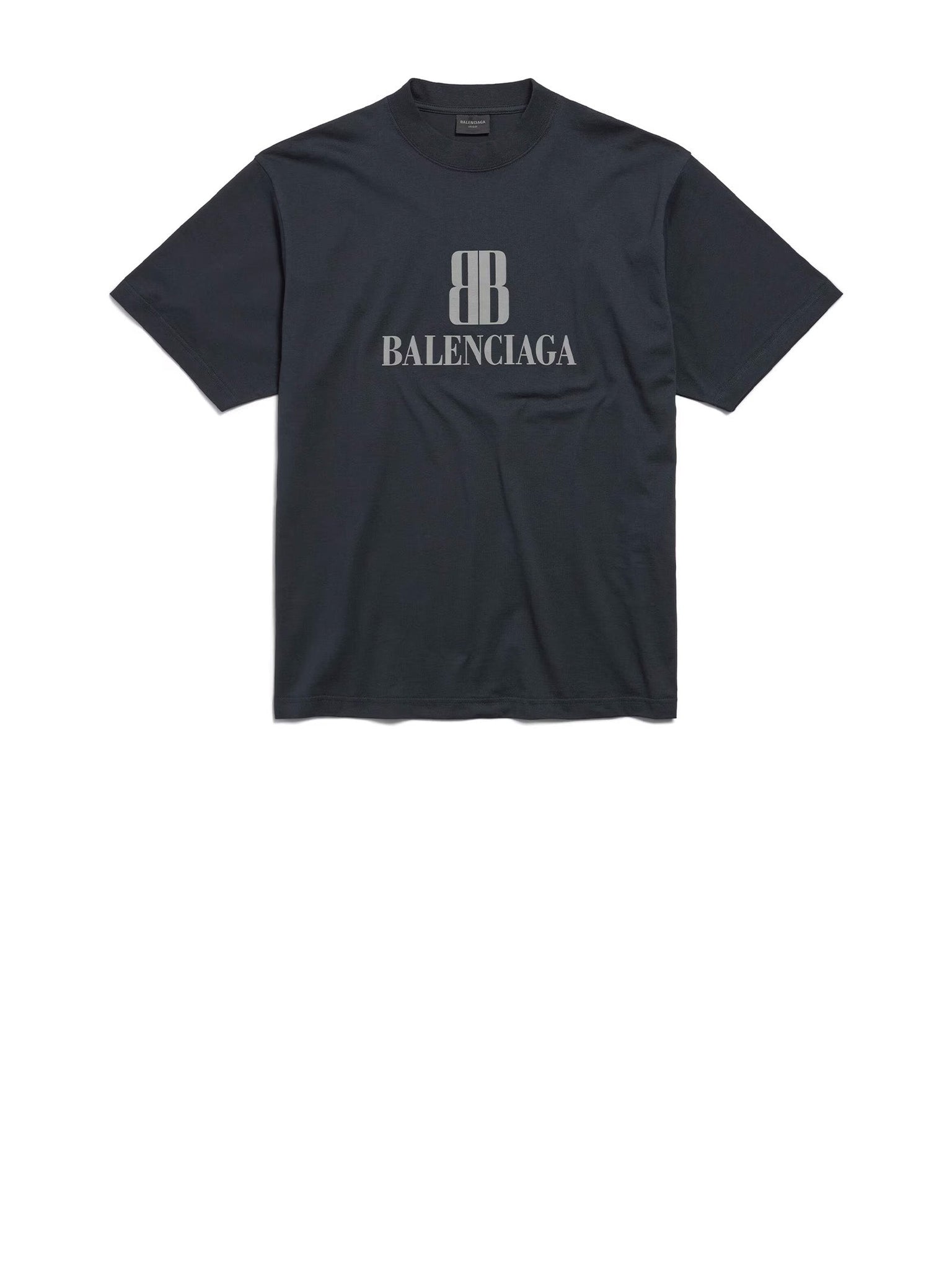 BALENCIAGA Washed Black Center Print T-Shirt for Men