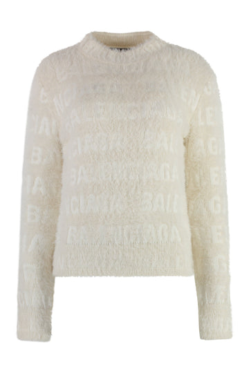 BALENCIAGA Furry Fitted Wool Blend Sweater