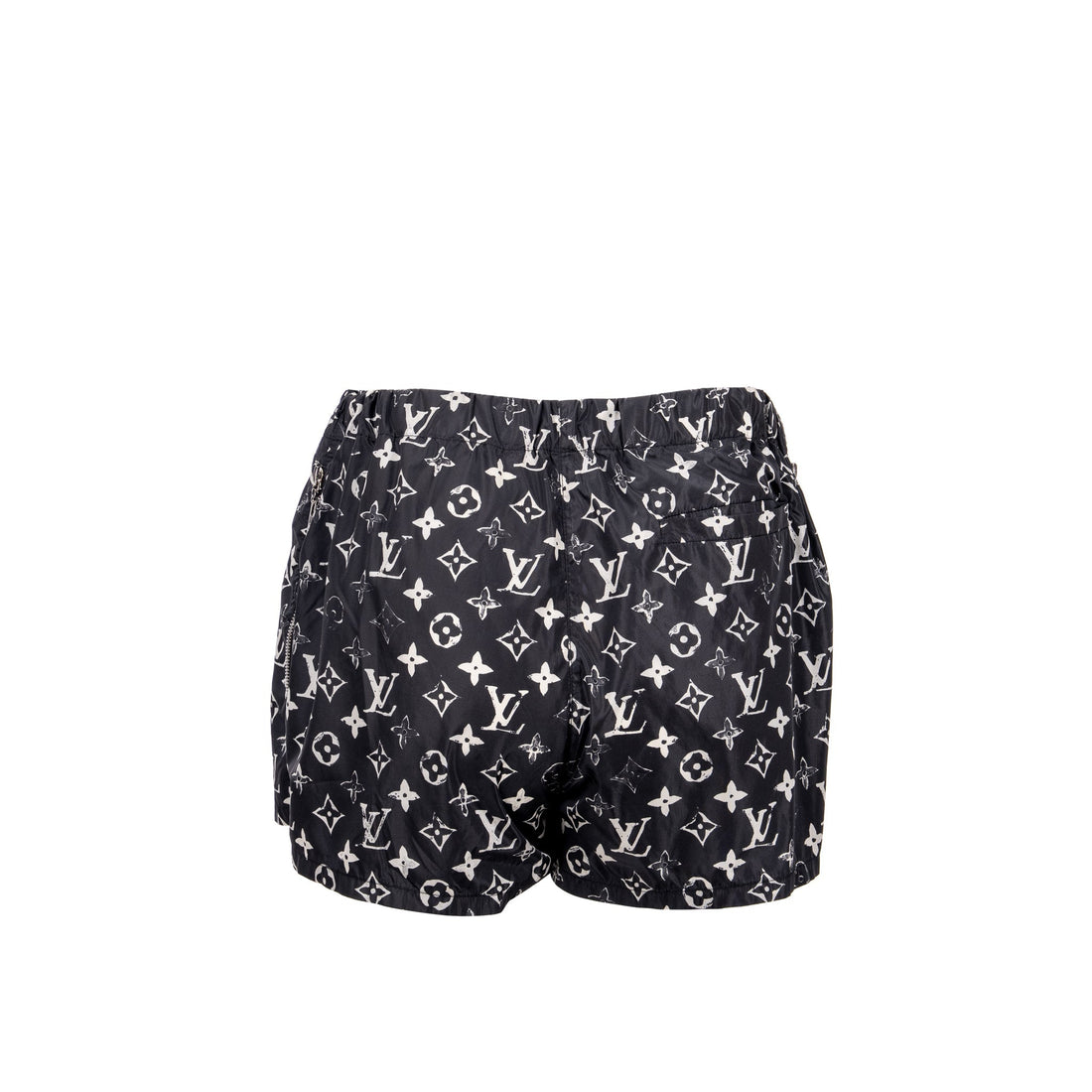 LOUIS VUITTON Size 38 Stencil-effect Monogram Shorts Polyamide Black/White