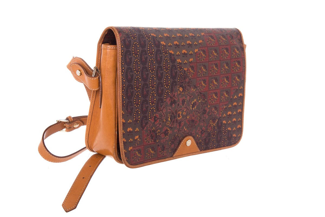 Escada Vintage Brown & Paisley Messenger Shoulder Bag