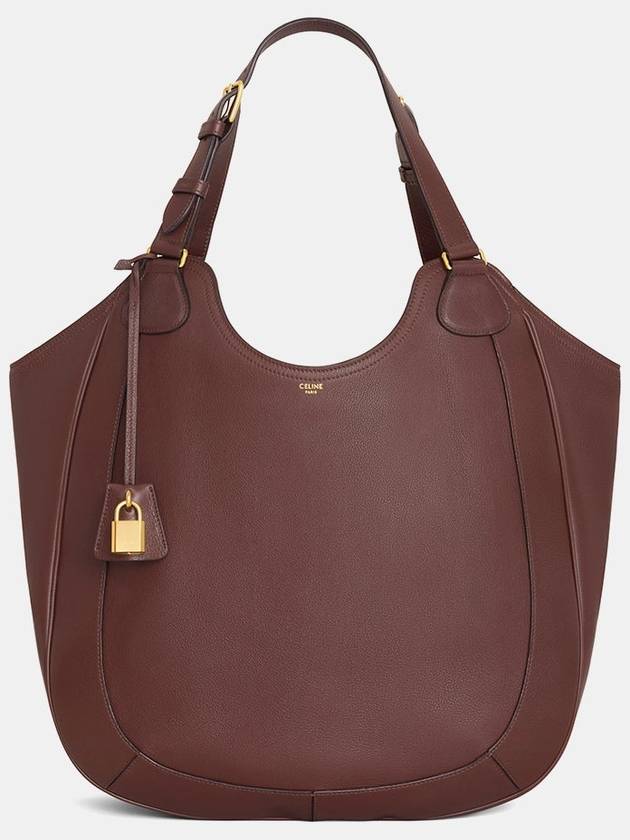 CELINE Women s Leather Mio Shopper Shoulder Bag Chestnut