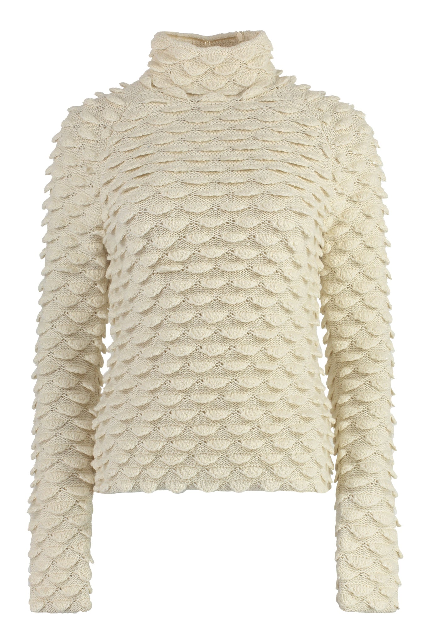 BOTTEGA VENETA Wool Turtleneck Sweater with Fish Scale Design