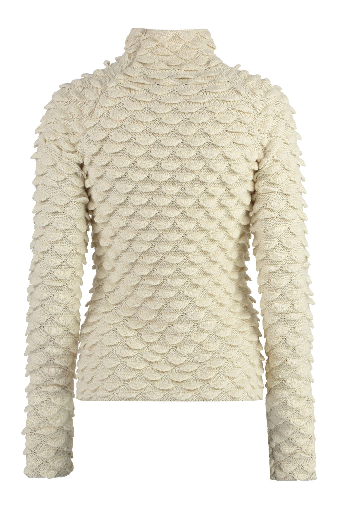 BOTTEGA VENETA Wool Turtleneck Sweater with Fish Scale Design