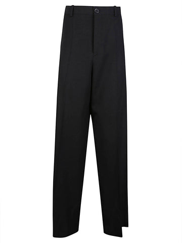 BALENCIAGA Men's Large Fit Wool Trousers with Hidden Zip