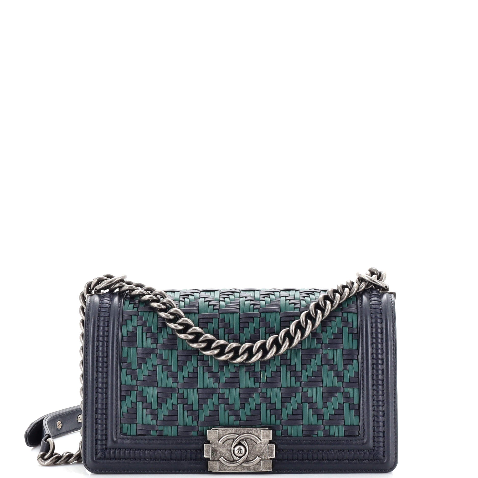 CHANEL Boy Flap Bag Woven Calfskin Old Medium