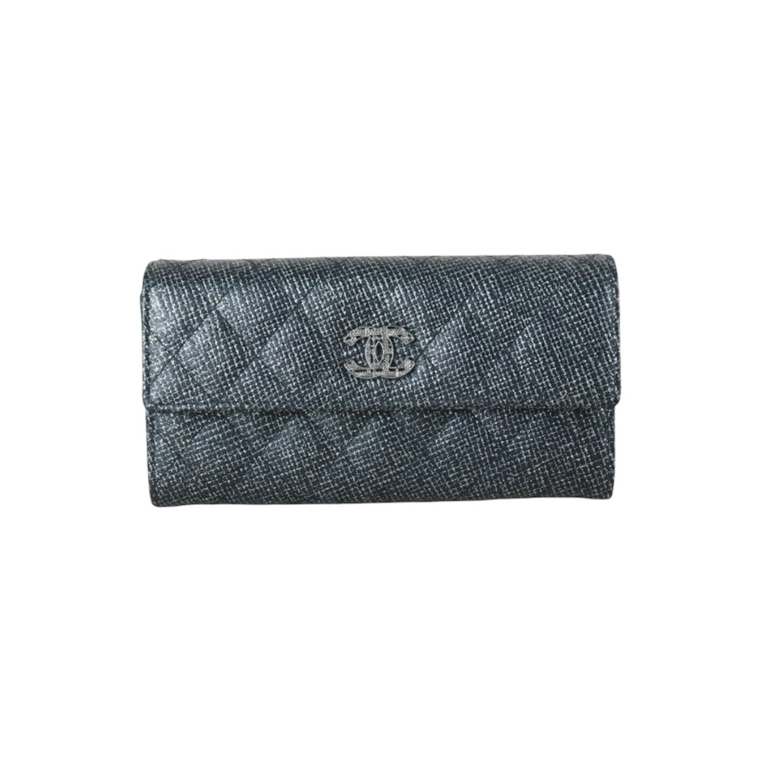Excellent?Rank SA??CHANEL 2013 Earth Series Limited Edition Black Long Wallet Made In 2014 Year?X25060309